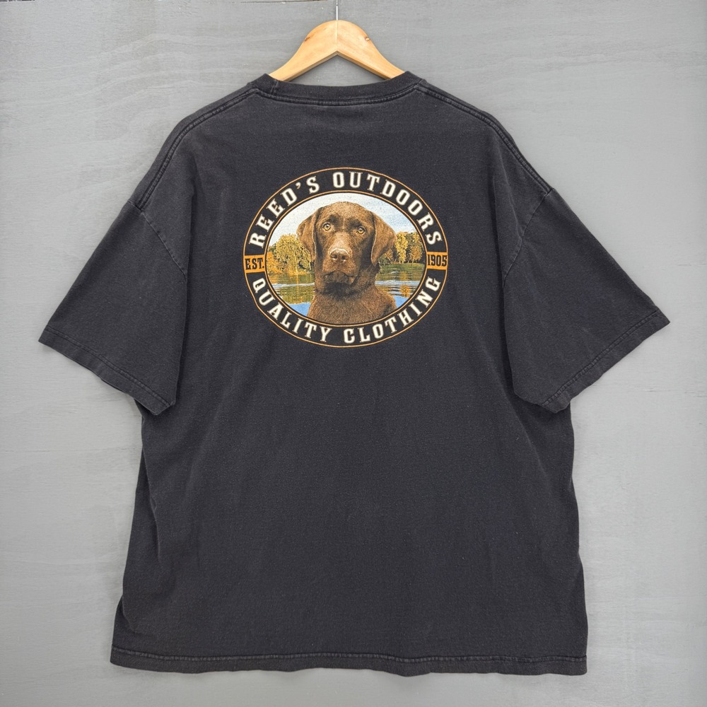 Vintage Reeds Outdoors T Shirt Black Chocolate Lab Nature Graphic Tee 2XL